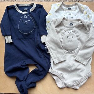 Nested Bean 3 Piece Sleep Set 6-9 Month one footie classic and two bodysuits